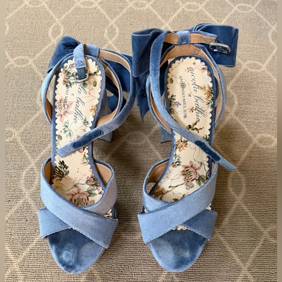 ANTONIO MELANI x Nicola Barbie - Lila Blue Velvet Embellished Heels - Picture 3 of 7
